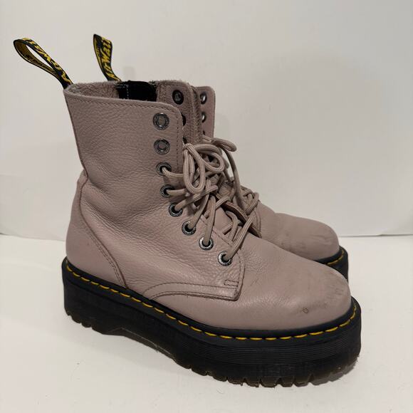 Dr. Martens Women's Pisa Leather Jadon III Boots Combat Platform Taupe Black 8 - Picture 3 of 9